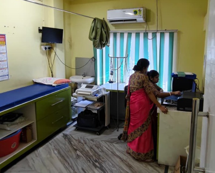 ECG and diagnostic testing room with staff